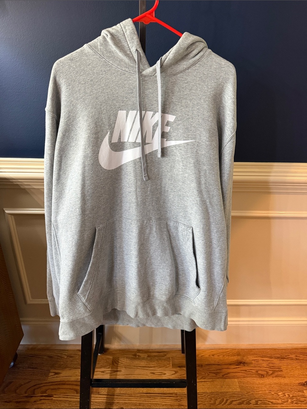 Nike Grey Pullover Hoodie with White Swoosh Logo